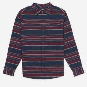 Hurley Portland Organic Flannel Long Sleeve Shirt Large Armored Navy NEW W Tags